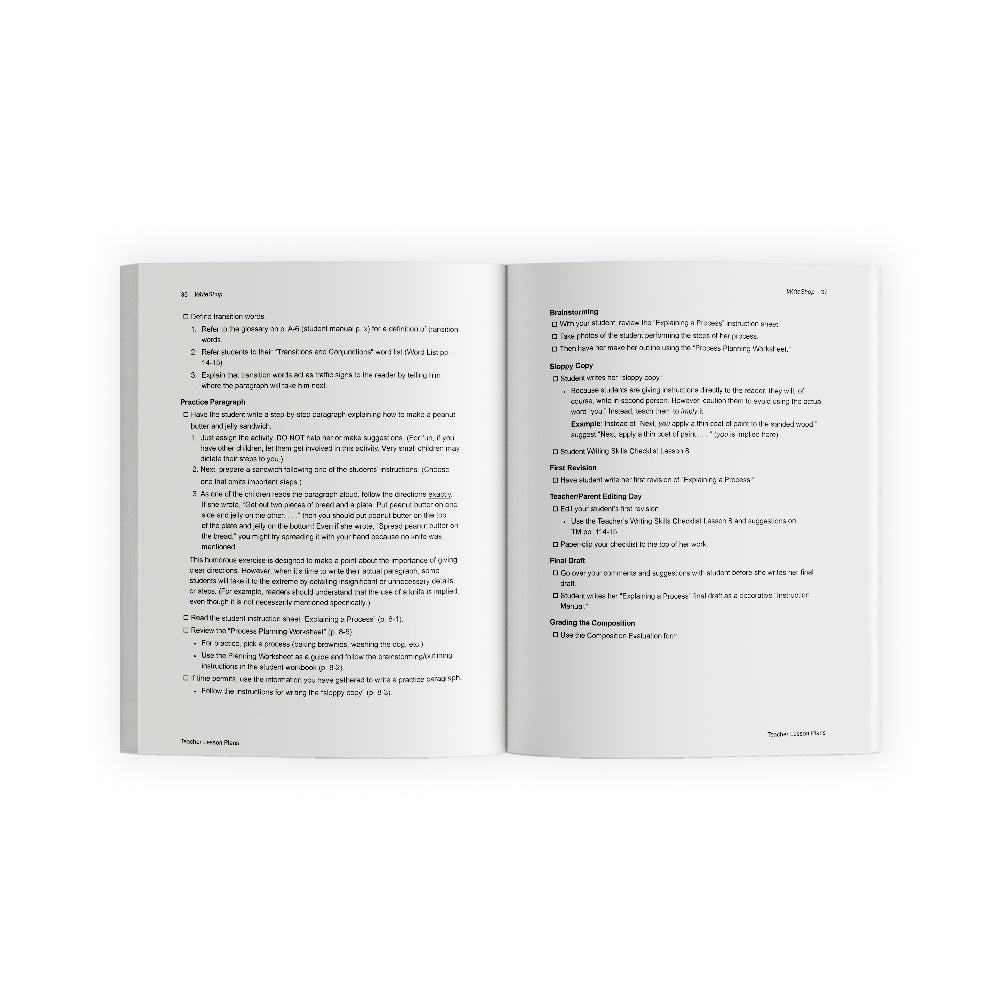 Teacher's Manual for WriteShop I and II