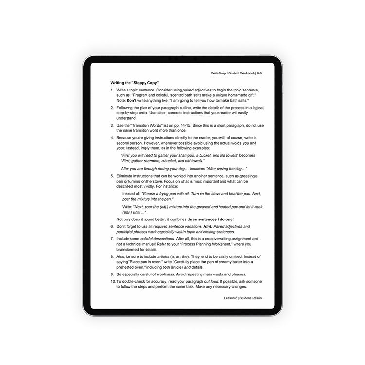 WriteShop I Student Workbook (ebook)