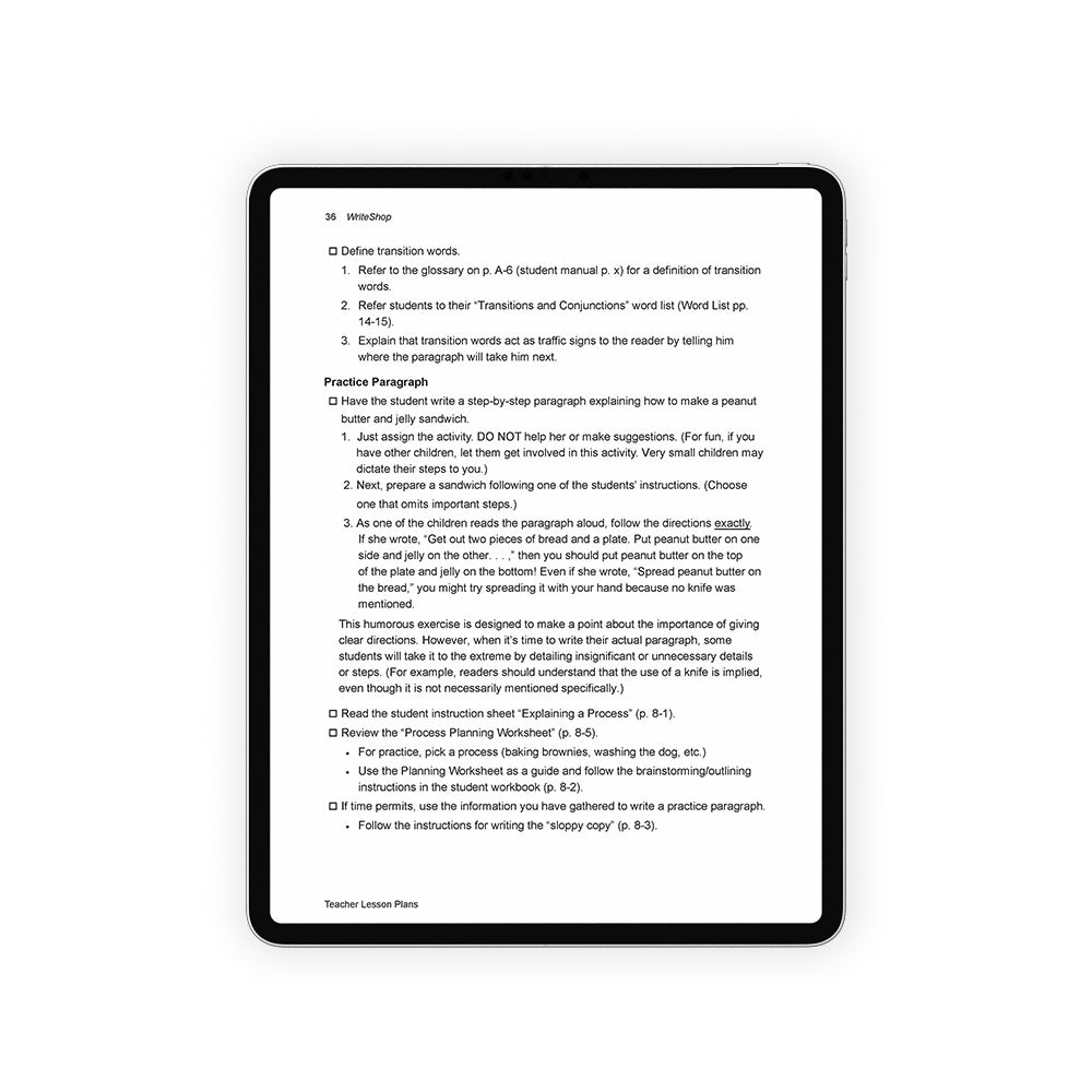 Teacher's Manual for WriteShop I and II (ebook)