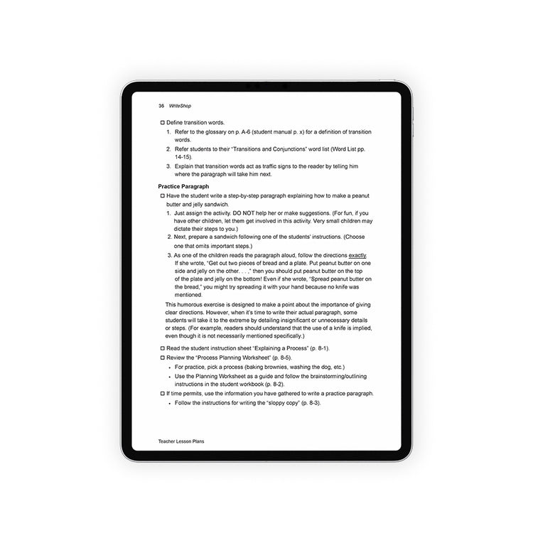 Teacher's Manual for WriteShop I and II (ebook)